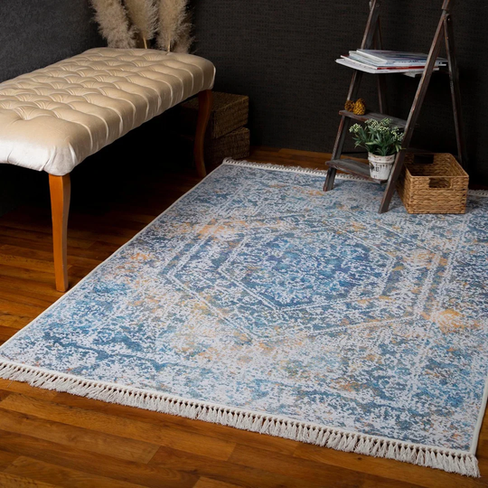 Gratian Flatweave Cotton Grey/Blue Rug