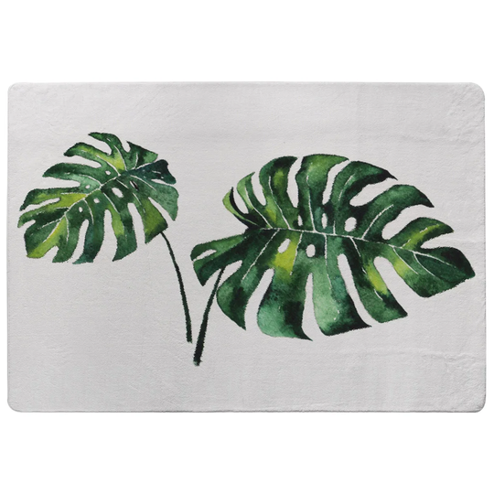 Jackson Twin Tropical Leaves Shaggy Green/White Rug