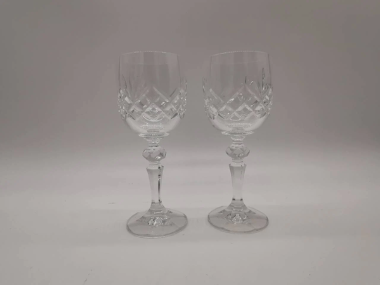 stunning Pair Of Cut Crystal Wine Goblets 175Ml