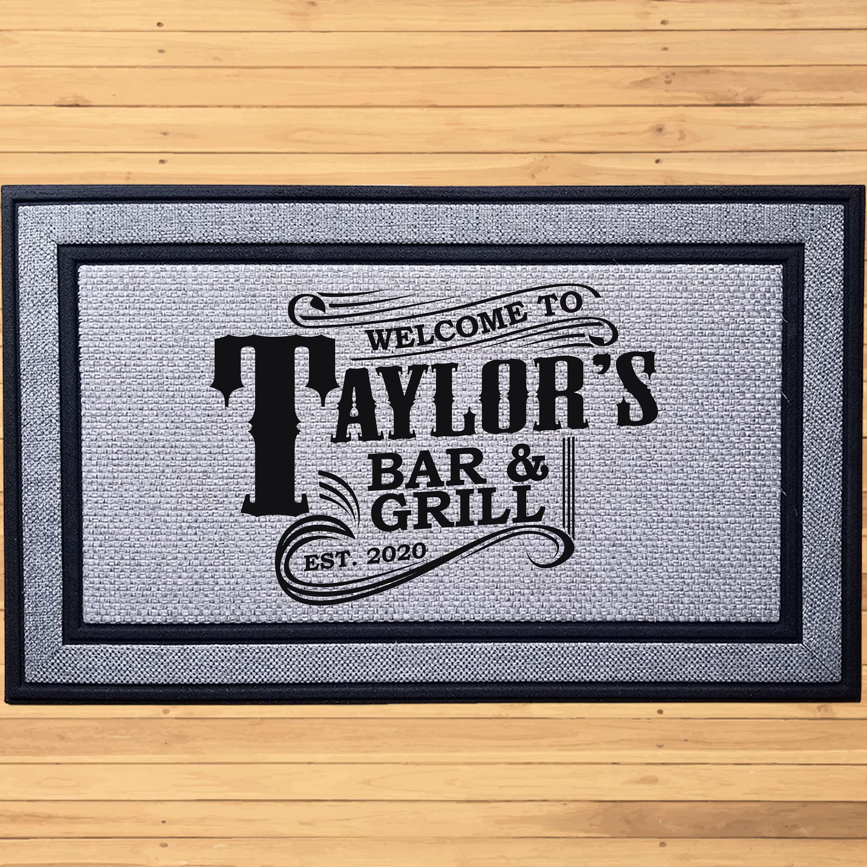 Personalized Bar & Grill Doormat | Custom Western Home Door Mat Man Cave Decor Gifts For Him