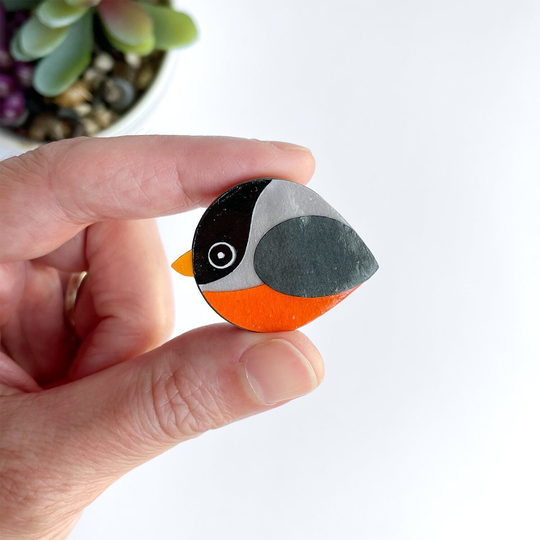 Robin Magnet Handmade From Cut Paper, Bird Decor For Fridge & Happy Office Spaces