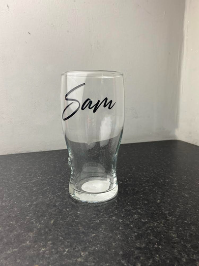Personalised Pint Glass Vinyl Decal Only, Gifts For Him, Bespoke Vinyl Decal, Decal Beer Glass, No Glasses Included