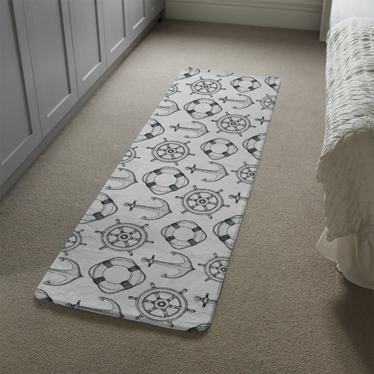 Koerner Anchor and Wheel Designer Shaggy White/Black Rug