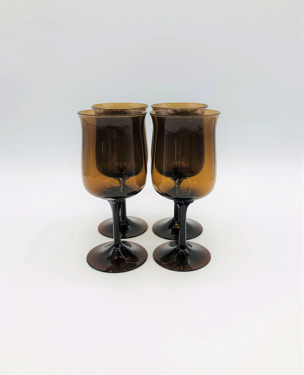 Vintage Brown Goblets, Handmade Glasses, Water Lenox Wine Espresso Brownx