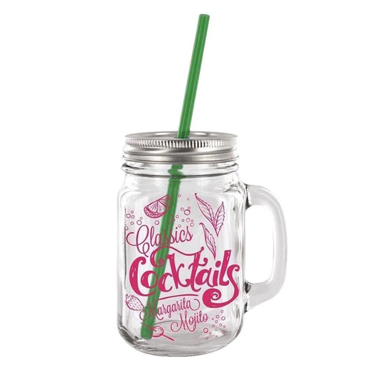 Cocktail Glass With Straw 440 Ml Pink
