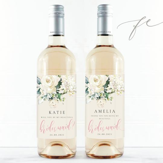 Thank You Wine Bottle Labels | Will Be My Bridesmaid Gift Labels|Bridesmaid Proposal Custom Fewl07B