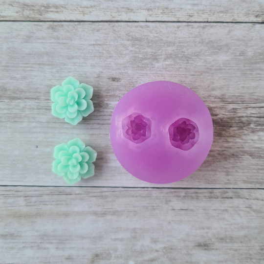 Resin Silicone Stud Earrings Mould - 14mm Succulent Resin Mould, 3D Polymer Clay Mold, Flexible Supplies