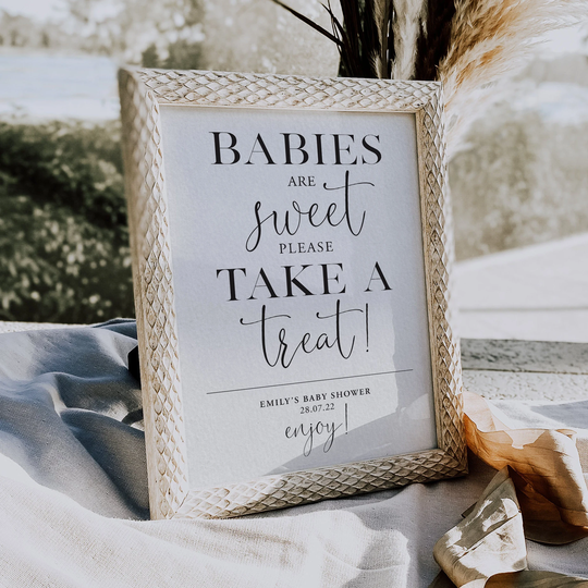 Personalised Baby Shower Sign | Unframed Print Babies Are Sweet, Please Take A Treat 7x5 8x10