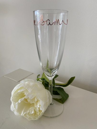 Personalised Prosecco Glass Rose Gold, Bridesmaid Or Wedding Party Gift, Lover Gift
