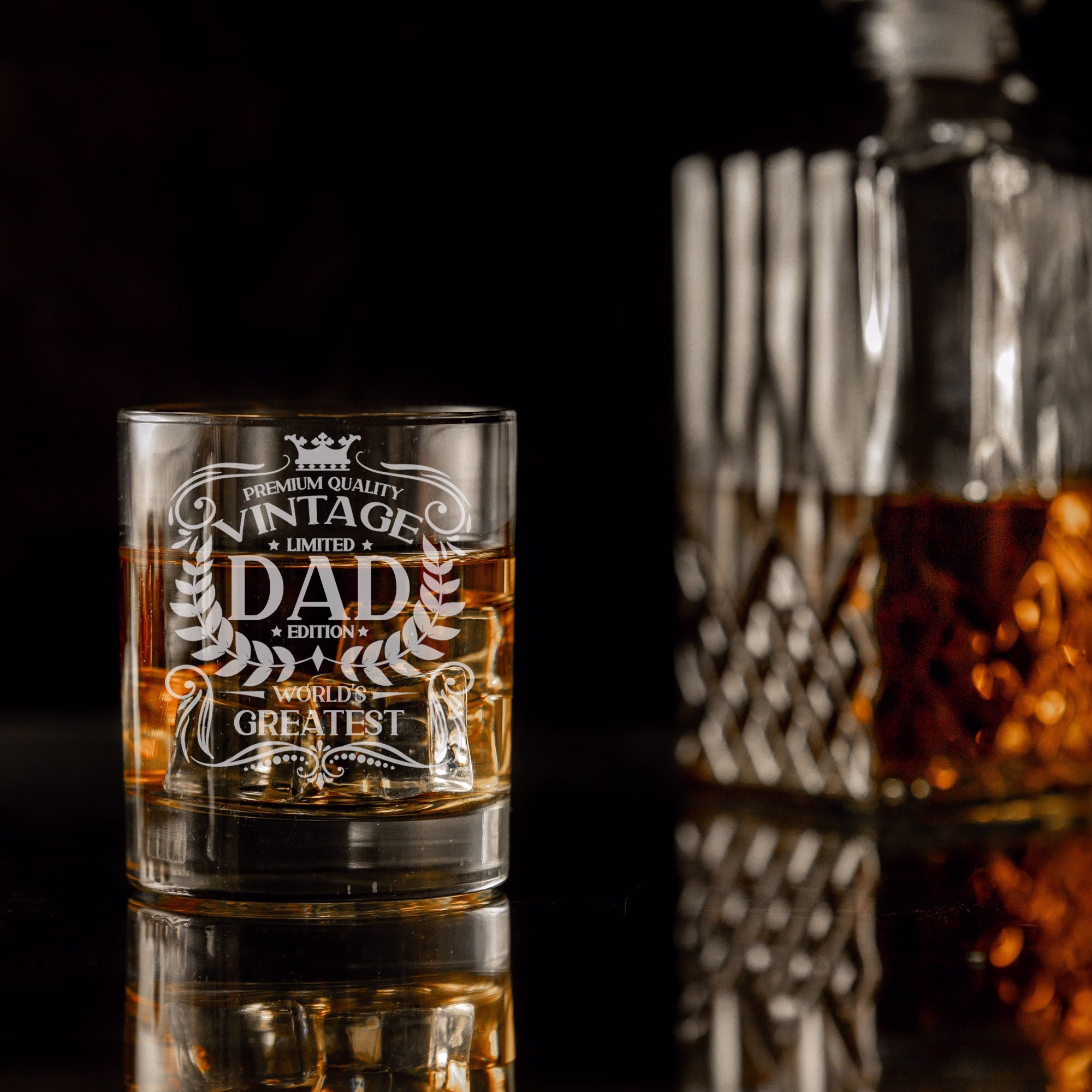Vintage World's Greatest Dad Engraved Whisky Glass Birthday Gift For - Best Ever Present Fathers Whiskey Keepsake