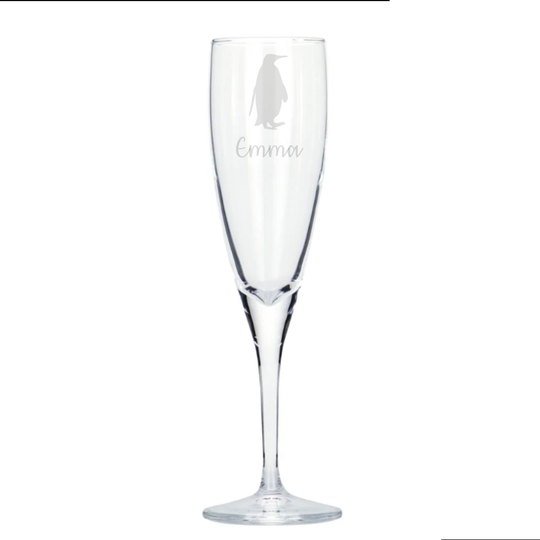 Personalised Penguin Engraved Champagne Glass, Gift, Gifts, Lover