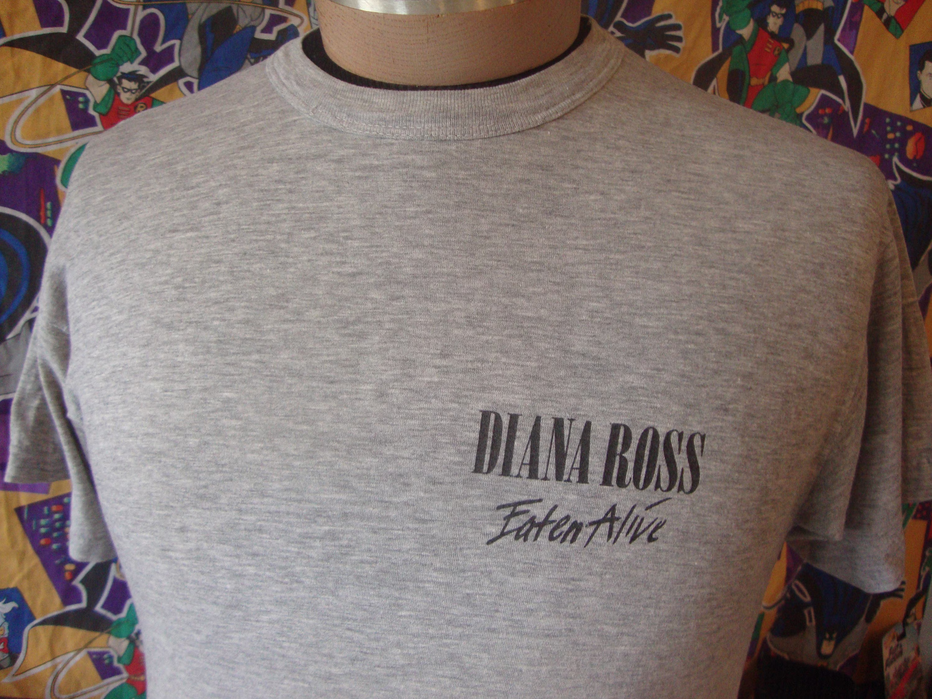 Vintage 80's Diana Ross Eaten Alive 1986 Tour Gray Band Tee Concert T Shirt Size M Medium