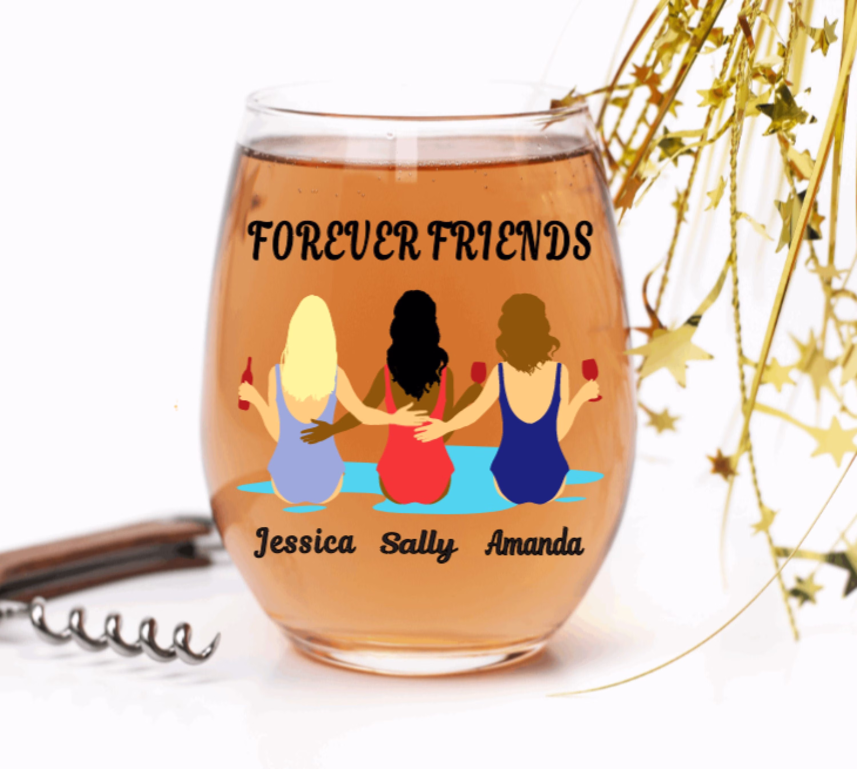 Best Friend Wine Glass, Girls Trip Personalized Gift, Beach Weekend, Vacation Getaway, Never Too Far, Mother's Day Custom Gift For Her