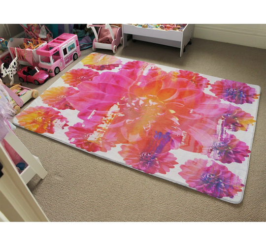 Thayer Blossom Designer Shaggy Orange/Pink Rug