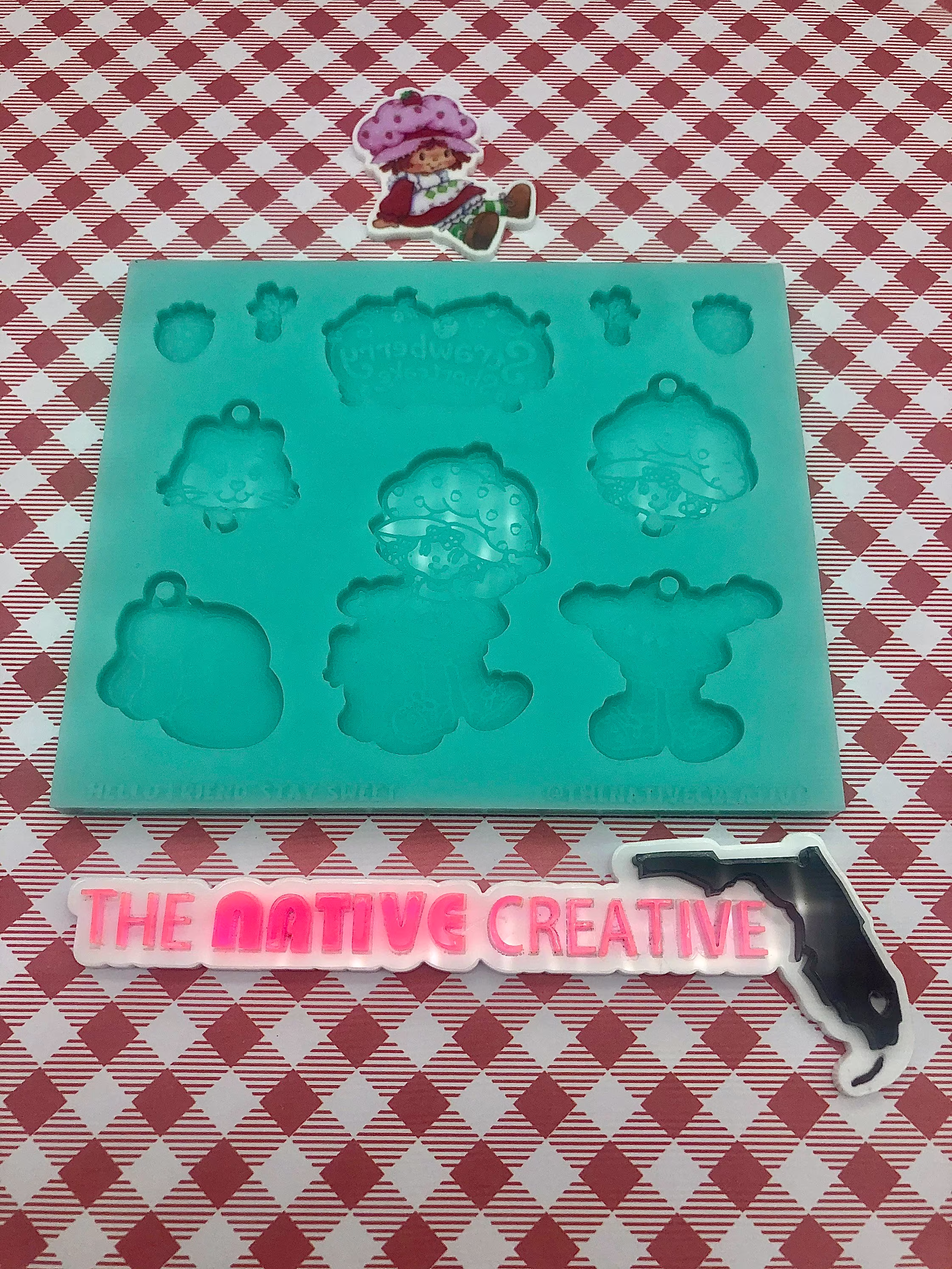 strawberry Gal & Cat Body Dangle Earrings Silicone Mold Palette Made To Order