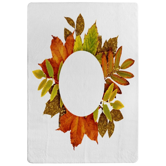 Osman Circled Autumn Leaves Designer Shaggy Orange/Green/White Rug