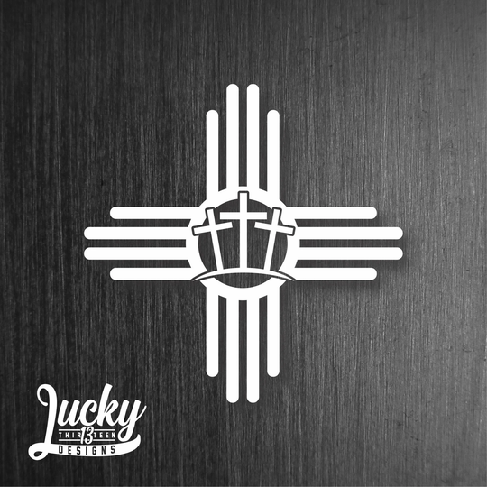 Zia With 3 Crosses Vinyl Decal