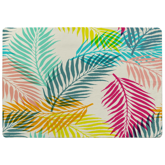 Lovell Tropical Leaves Shaggy Blue/Yellow/Pink Rug