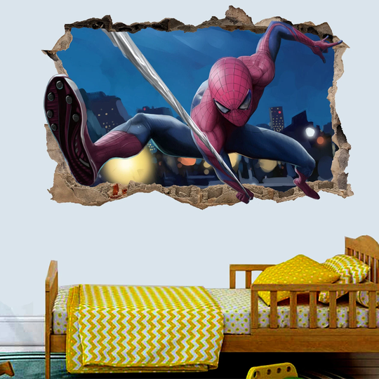 Superhero Spider-Man 3D Looking Wall Sticker Mural Poster Decal Room Office Nursery Decor Id183