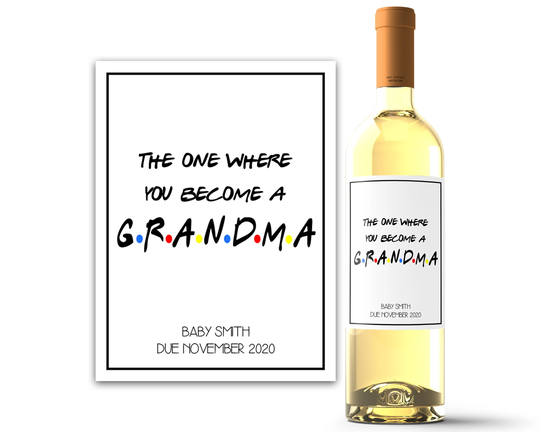 Baby Announcement Grandparent - Custom Wine Labels For Grandparents New Reveal Grandmother Grandma Gift