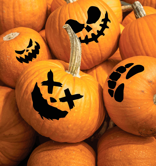 Set Of4 Scary Face Halloween Pumpkin Decoration Sticker Window Door Vinyl Decal