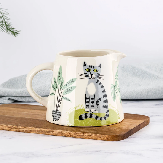 Handmade Ceramic Cat Milk Jug, Designed in The UK By Hannah Turner. Perfect Jug For Breakfast Table, Gift Boxed Pottery Creamer