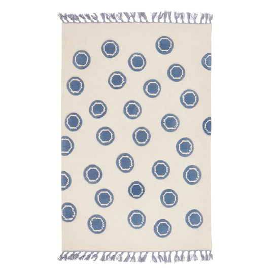 Ring Handmade Kilim Wool Natural/Blue Rug