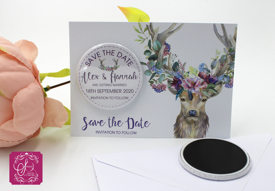 Save The Date Floral Stag Fridge Magnet