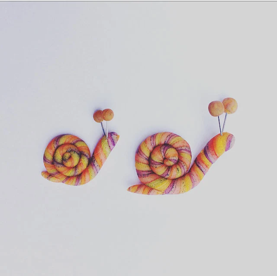Set Of 2 Snail Magnets -Garden - Nature Magnet Rainbow Fridge Gift Illylarlar Design