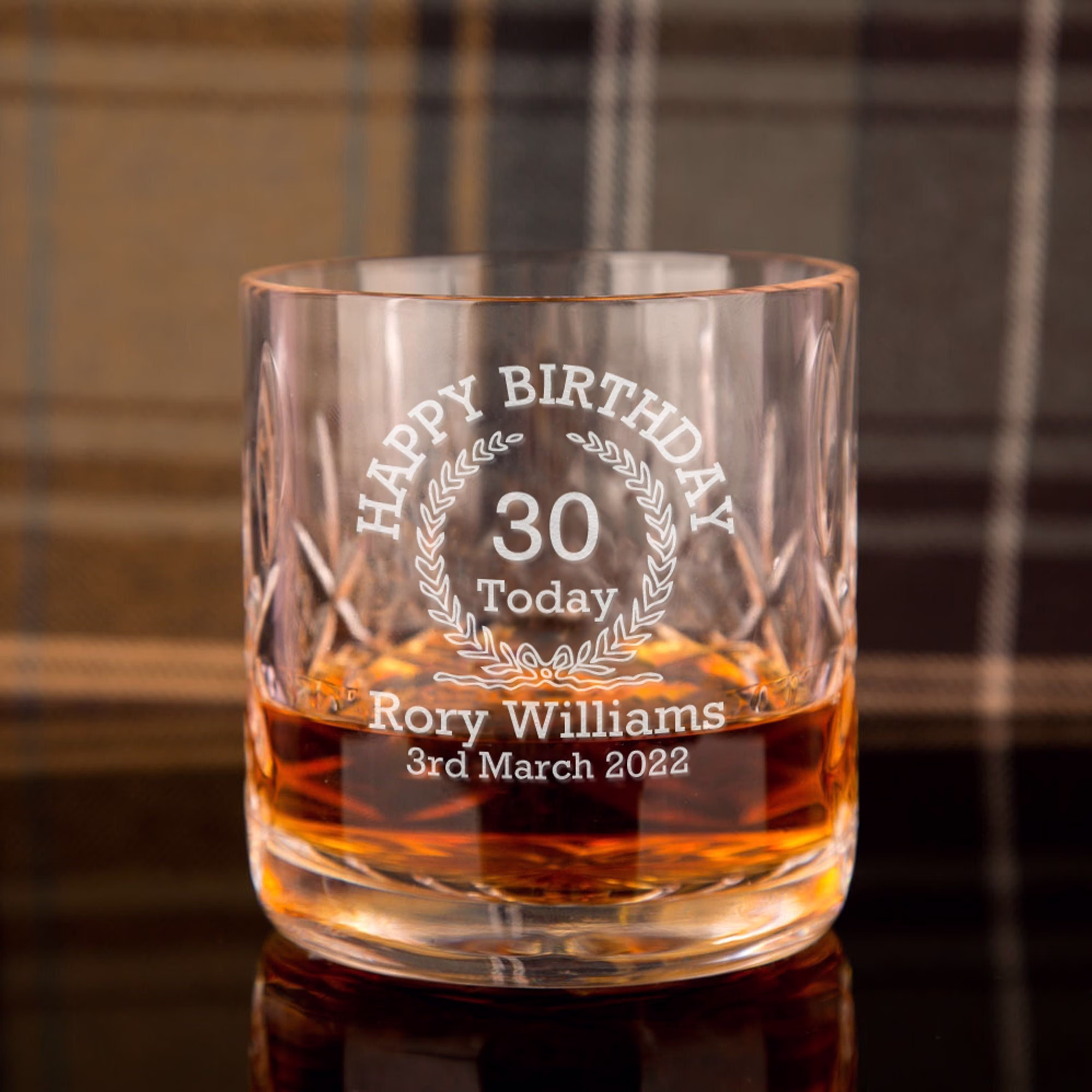 Personalised Engraved 30Th Birthday Crystal Whiskey Glass For Him Or Her With Presentation Box | Custom Whisky Tumbler Age, Name & Date