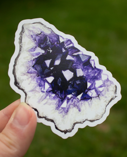Watercolor Amythest Geode Magnet, Fridge Art Locker Refrigerator Car Magnet