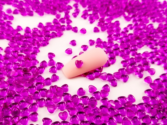 4mm Purple Translucent Jelly Heart Flatback Resin Cabochon, Shaker Mold Embellishment Bits, Kawaii Nail Hearts, Tiny Hearts