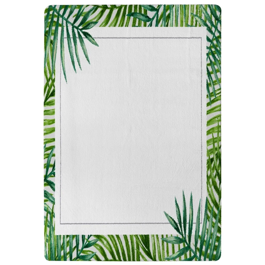 Osullivan Botanical Border Designer Shaggy Green/Yellow/White Rug