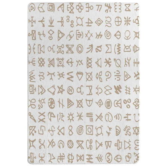Oquinn Viking Ritual Symbols Designer Shaggy Beige/Off-White Rug