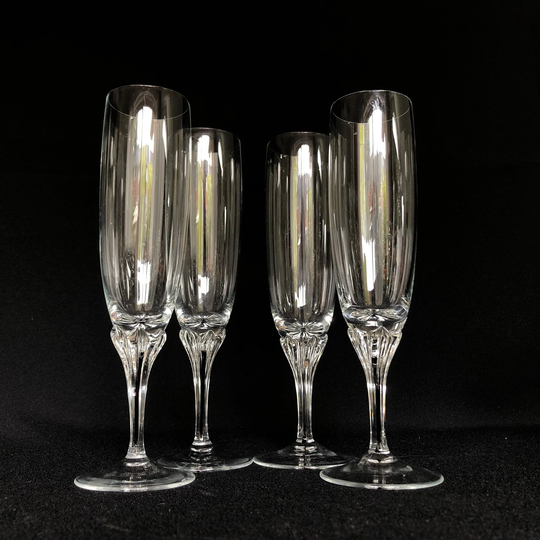 4 Vintage Belfor Exquisite Crystal 7Oz Champagne Cocktail Flutes - Barware