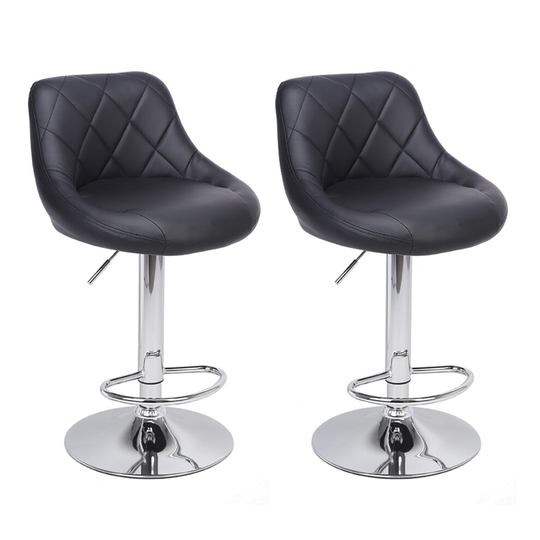 2PCS Breakfast Bar Stools | Gas Operated Rising Kitchen Stools Black