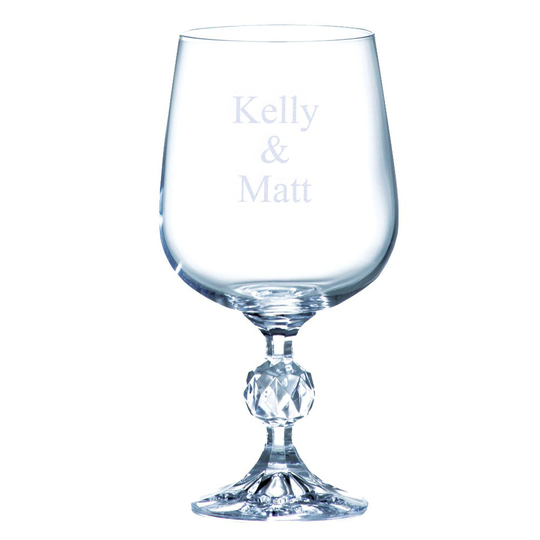 Personalized Crystal Wine Glass Goblet - Custom Engraved Barware Glasses For Weddings, Birthdays, Anniversary, Bride Groom Ceremony Bar Cups