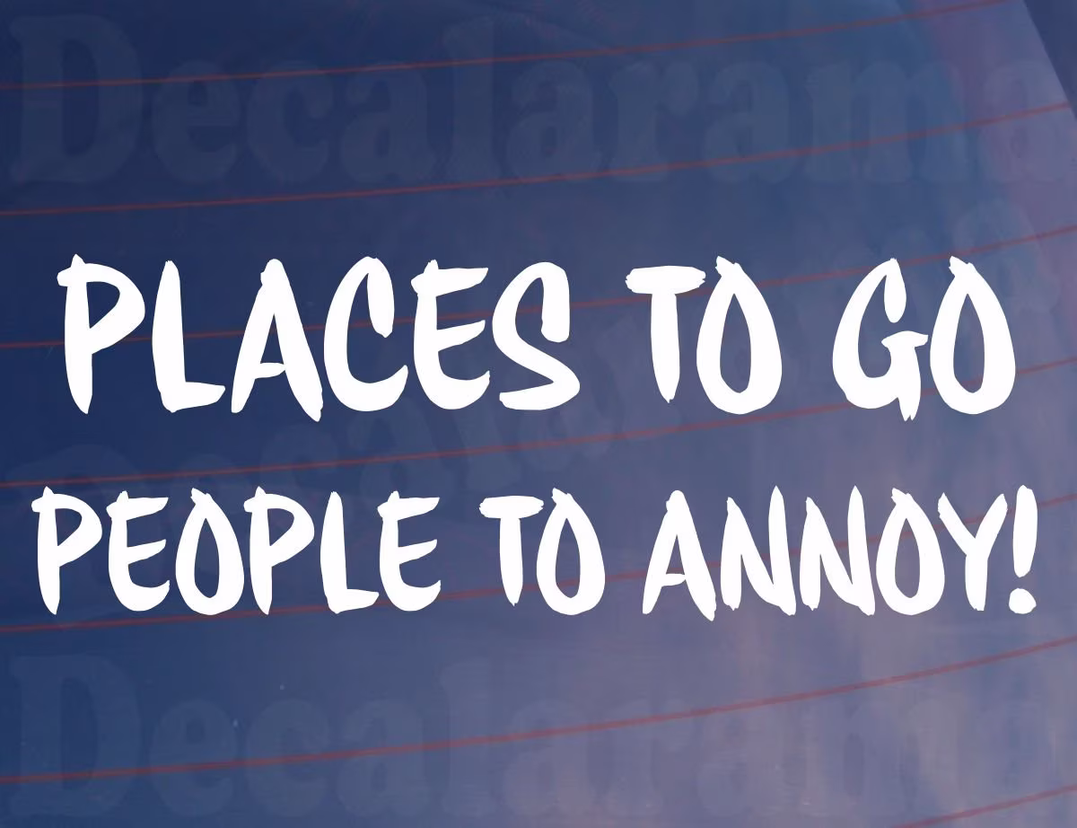 Car Sticker Places To Go People Annoy Funny Novelty Cute Van Window Bumper Boot Door Decal
