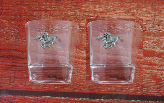 Horse Racing Crystal Whisky Tumbler Glasses Christmas Gift Boxed Ideal 187 Ts