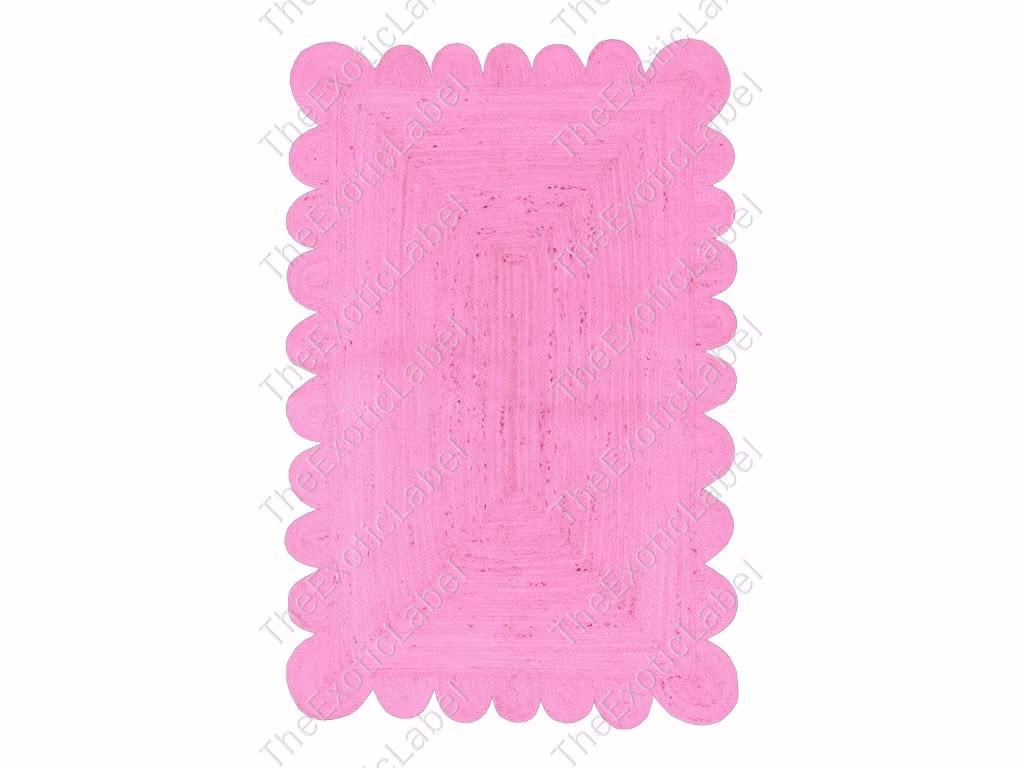 Organic Natural Jute Braided Scalloped Rug Scallop - Runner, Square, Rectangle Can Be Made in Any Shape Size Color