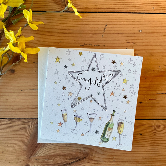 Ls127 - Congratulations Champagne Foil Card Alex Clark