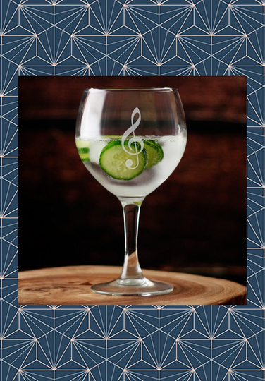 Treble Clef Music Note Engraved Balloon Gin Glass. Beautiful Etched Personalised With Any Name. Design Won't Wear Off Like Vinyl.38
