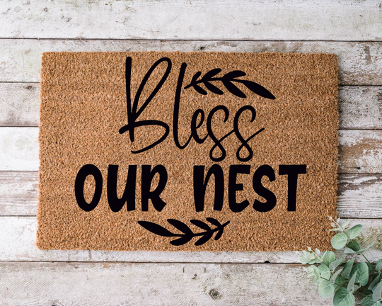 Bless Our Nest, Door Mat, Funny Doormat, Wedding Gift, Housewarming Gift, Home Welcome Closing Gift - 1016