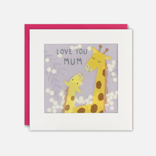 Giraffes Love You Mum Mother's Day Card With Paper Confetti - Shakies By James Ellis