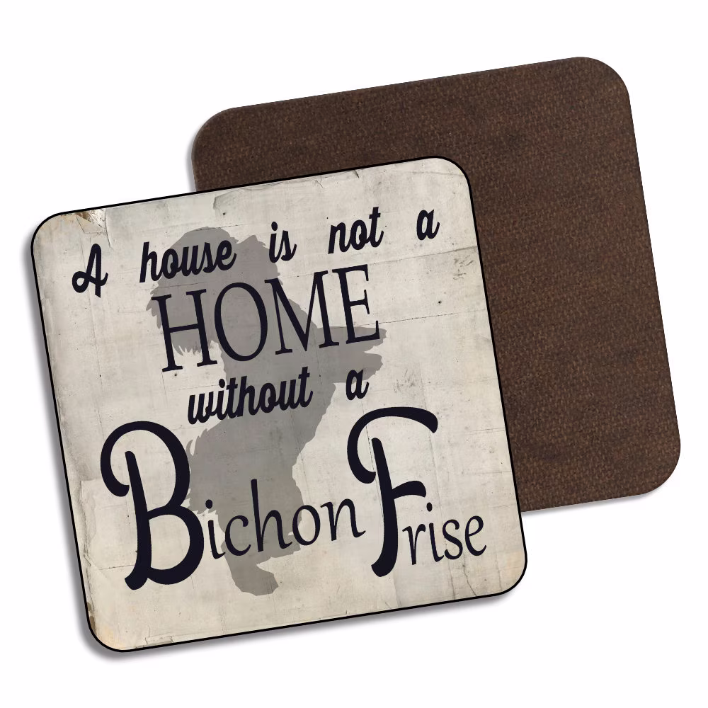 Maise & Rose Bichon Frise Drinks Coaster Wooden Dog Gift Gloss Finish C091