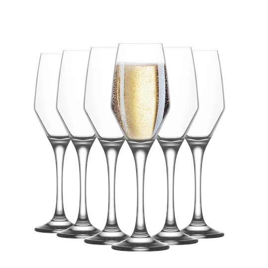 Champagne Glasses Tulips Glass Flutes, 230ml - LAV Ella - Pack of 6