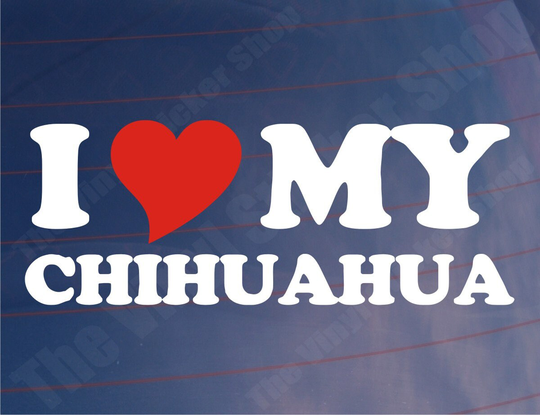 Car Sticker I Love Heart Chihuahua Novelty Van Window Bumper Boot Door Decal Present