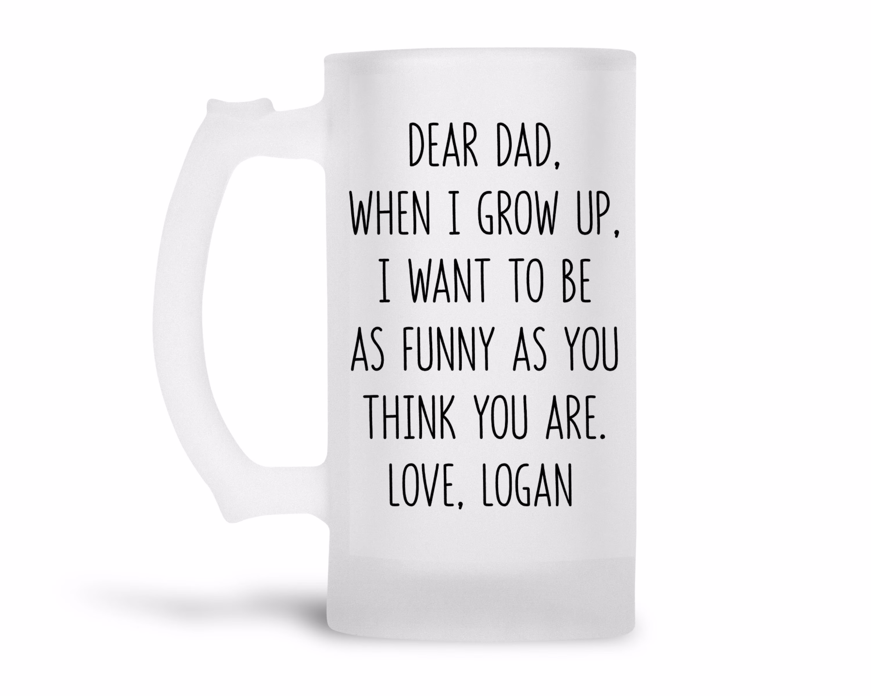 Fathers Day Gift From Son Frosted Beer Mug | Personalized Dad Jokes Stein