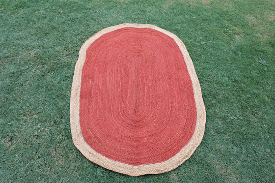 Oval Braided Jute Area Rug Natural Floor Décor Bohemian Hand Woven Outdoor Picnic Gift For Her