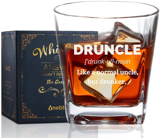 Druncle Wine Glass - Funny Uncle Gifts Whiskey Old Fashioned Best For Fathers Day